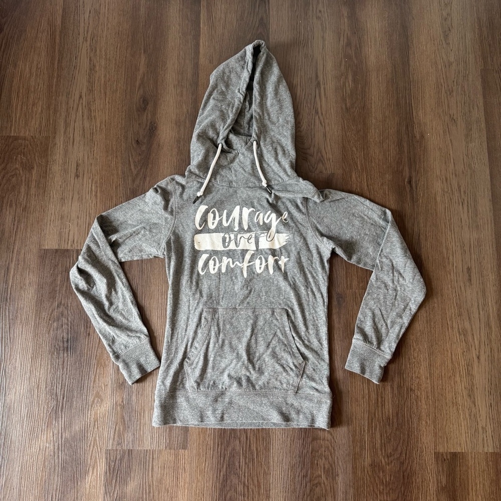 Love Monday Gray Graphic Hoodie Courage Over‎ Comfort Women's